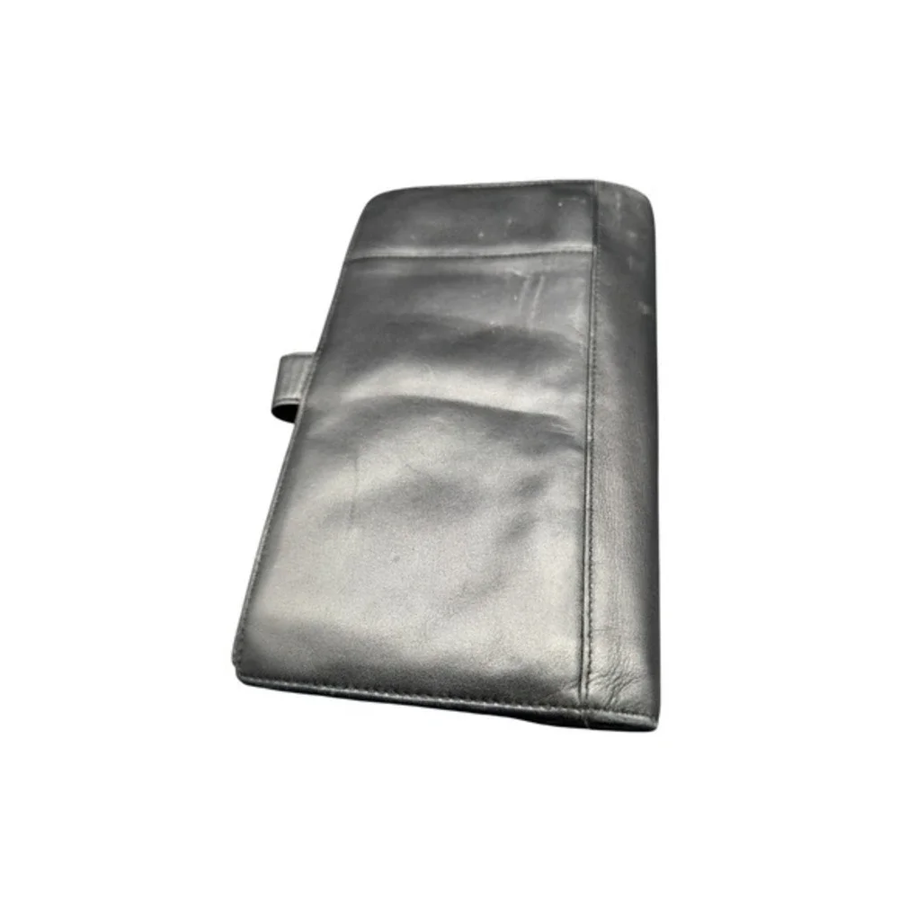 Tumi Black Leather Travel Wallet Organizer Card‎ Holder Passport Clutch KC